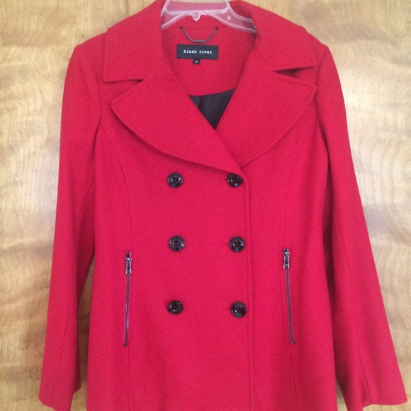 Black Rivet Jackets & Blazers - BRAND NEW Black Rivet Red Pea Coat, medium